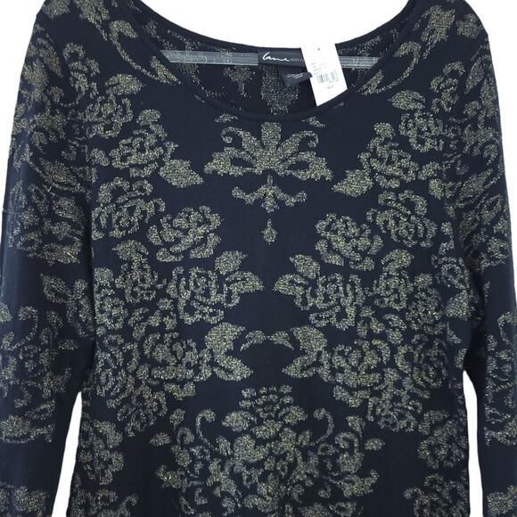 NEW Lane Bryant Black Gold Design Sweater Dress Size 14/16 Long Sleeve Winter - Picture 2 of 5